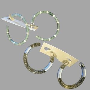 Bundle Set of 2 NEW Pairs of Hoop Earrings, Acrylic/Lucite